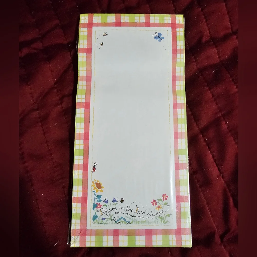 Plaid Floral Notepad with Inspirational Quote